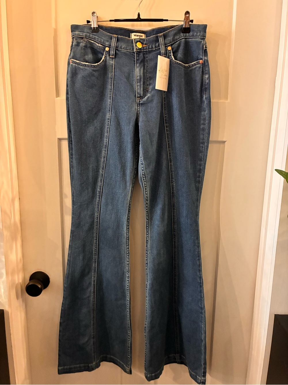 Wrangler Retro-Seam Medium Blue High-Rise Flare Jeans